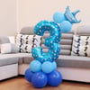 3 Rakam Mavi Yıldızlı Folyo Balon 100 cm
