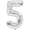 5 Rakam Folyo Gümüş Balon Küçük 35 cm