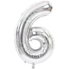 Gümüş Renk 76 cm6 Rakam Folyo Balon Gümüş 76 cm