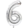 6 Rakam Folyo Gümüş Balon Küçük 35 cm