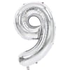 Gümüş Renk 76 cm9 Rakam Folyo Balon Gümüş 76 cm