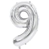 9 Rakam Folyo Gümüş Balon Küçük 35 cm