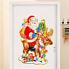 Geyikli Noel Baba Kapı Süsü 40x57 Cm