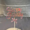 İsimli Pleksi Pasta SüsüHappy Birthday Pasta Süsü Pembe