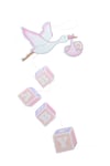 Leylekli Ahşap Baby Asmalı Süs Pembe
