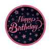 Pembe Siyah Happy Birthday Tabak