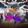 Şeffaf Mor Tüylü Balon 45 Cm