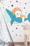  Balinada Uyuyan Ayıcık ve Yıldızlar Çocuk Bebek Odası Sticker Seti