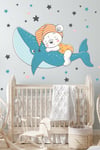  Balinada Uyuyan Ayıcık ve Yıldızlar Çocuk Bebek Odası Sticker Seti