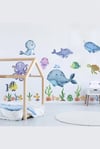  Eğitici Sevimli Deniz Hayvanları ve Bitkiler Sticker Seti (Büyük Boy)