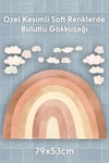  Soft Kahve Tonlarda Gökkuşağı Ve Bulutlar Çocuk Odası Sticker Seti