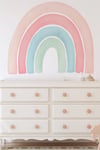  Soft Pastel Tonlarda Büyük Boy Gökkuşağı Çocuk Odası Sticker Seti