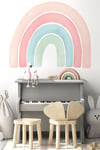  Soft Pastel Tonlarda Büyük Boy Gökkuşağı Çocuk Odası Sticker Seti