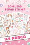 165Adet Gökkuşağı Sticker Seti - Kalem Suluk Defter Cam Masa Laptop Tablet Sticker Suya Dayanıklı