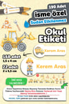 190 Adet Kişiye Özel Okul Etiketi İsimli Kalem Defter Suluk Etiket Suya Dayanıklı Etiket İş Makinalı