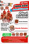 190 Adet Kişiye Özel Okul Etiketi İsimli Kalem Defter Suluk Etiket Dayanıklı Etiket Filenin Sultanla