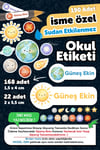 190 Adet Kişiye Özel Okul Etiketi İsimli Kalem Defter Suluk Etiket Dayanıklı Etiket Gezegen Temalı