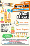 190 Adet Kişiye Özel Okul Etiketi İsimli Kalem Defter Suluk Etiket Suya Dayanıklı Etiket Hayvanlar