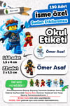190 Adet Kişiye Özel Okul Etiketi İsimli Kalem Defter Suluk Etiket Dayanıklı Etiket Ninja