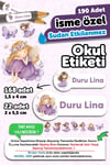 190 Adet Kişiye Özel Okul Etiketi İsimli Kalem Defter Suluk Etiket Dayanıklı Etiket Mor Peri Kızı