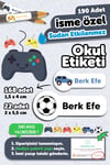 190 Adet Kişiye Özel Okul Etiketi İsimli Kalem Defter Suluk Etiket Suya Dayanıklı Etiket Oyun