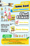 190 Adet Kişiye Özel Okul Etiketi İsimli Kalem Defter Suluk Etiket Dayanıklı Etiket Sünger Dob