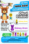 190 Adet Kişiye Özel Okul Etiketi İsimli Kalem Defter Suluk Etiket Dayanıklı Etiket Super Bear