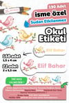 190 Adet Kişiye Özel Okul Etiketi İsimli Kalem Defter Suluk Etiket Dayanıklı Etiket Sevimli Kuşlar