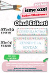 204 Adet Kişiye Özel Okul Etiketi İsimli Kalem Defter Suluk Etiket Dayanıklı Etiket Çiçekli