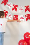 23 Nisan Bayramı Temalı Flama, Çocuk Bayramı Sınıf Ev Süsleme Okul Süsleme Hasır İpli Flama Seti
