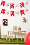 23 Nisan Bayramı Temalı Flama, Çocuk Bayramı Sınıf Ev Süsleme Okul Süsleme Hasır İpli Flama Seti