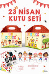 23 Nisan Hediye Kutusu, Özel Tasarım 8 adet Çocuk Bayramı Hediye Kutusu 44 Mini Sticker ve Çocuk Süs