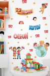 23 Nisan Sticker Seti, Çocuk Bayramı Okul Ev Süsleme Sticker Seti 56 Parça