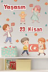 23 Nisan Sticker Seti, Yaşasın 23 Nisan Çocuk Bayramı Okul Ev Süsleme