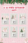 6 lı Yeni Yıl Temalı Mini Sticker Priz Sticker Yılbaşı Yeni Yıl Mini Boy Sticker Seti Sevimli Tavşan