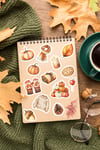 86 Parça Sonbahar Temalı Sticker Seti - Kalem Suluk Defter Cam Masa Laptop Tablet Sticker 