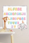 Alfabe Sticker Seti Zürafa ve Filli 30x30 cm Cam Duvar Sticker Seti