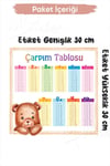 Ayıcıklı Çarpım Tablosu 30x30 cm Cam Duvar Sticker