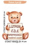 Ayıcıklı Lütfen Zile Basmayınız Kapı Zil Sticker 15x14 cm 