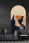 Bohem Tarzı Dağ ve Güneş Soyut Sanat Özel Tasarım Duvar Sticker