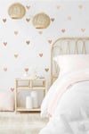 Boho Asimetrik Kalpler Çocuk Bebek Odası Duvar Sticker Seti - 150 Parça Kalp Sticker Seti