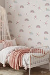 Boho Gökkuşağı Kalpler ve Figürler Çocuk Bebek odası Duvar Sticker Seti, Pastel Renklerde Gökkuşağı