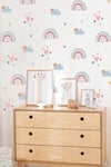 Boho Gökkuşağı Kalpler ve Figürler Çocuk Bebek odası Duvar Sticker Seti, Pastel Renklerde Gökkuşağı