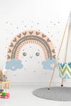 Bulutlu Gökkuşağı ve Puantiyeler Çocuk Bebek Odası Duvar Sticker