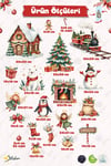 Christmas Yılbaşı Cam Sticker Seti 60+ Parça – Çift Taraflı Baskı, Suya Dayanıklı, Kar Tanesi & Noel Dekoru