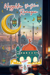 Çift Taraflı Baskılı Cam İçin Ramazan Ayı Temalı Cam Duvar Süsleri Hoşgeldin Ramazan Sticker Seti