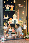 Çift Taraflı Ramazan Ayı Cam Sticker Seti | Çocuklar İçin Eğitici Ramazan Pencere Süsü ve 74 Parça