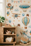 Çocuk Odası Duvar Sticker 103 Parça Uçak Pilot Balon Havacılık Temalı Duvar Çıkartması