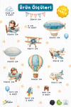 Çocuk Odası Duvar Sticker 103 Parça Uçak Pilot Balon Havacılık Temalı Duvar Çıkartması