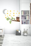 Dalda Sevimli Baykuş Yıldızlar ve Ay Çocuk Bebek Odası Sticker